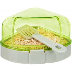 TRIXIE Toaleta narożna z daszkiem dla myszy i chomika (łopatka w zestawie)