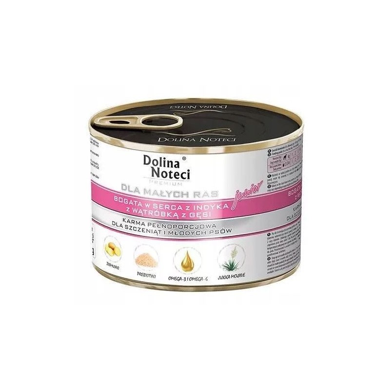 DOLINA NOTECI Premium Małe Rasy Junior - serca indyka, wątróbka z gęsi 12x 185g