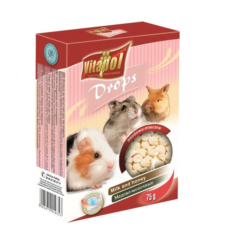 VITAPOL Dropsy dla gryzoni - mleczno-miodowe 75g