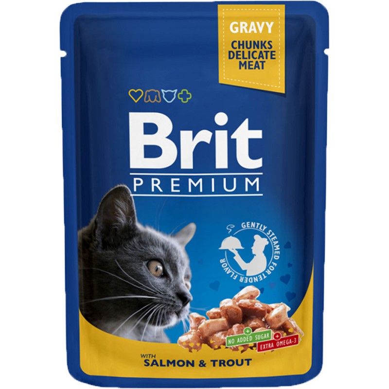 BRIT PREMIUM CAT Adult Łosoś i Pstrąg (saszetka) 100g