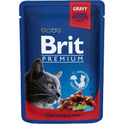 BRIT PREMIUM CAT Adult Wołowina i Groszek (saszetka) 100g