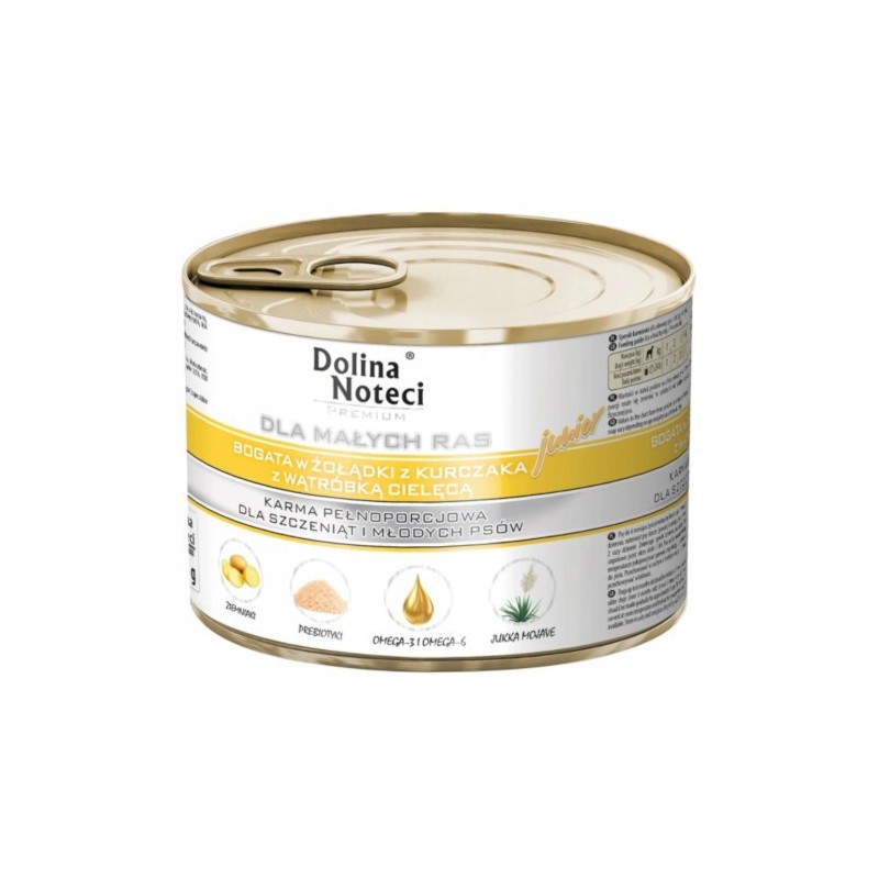 DOLINA NOTECI Premium Małe Rasy Junior - żołądki z kurczaka, wątróbka cielęca 12x 185g