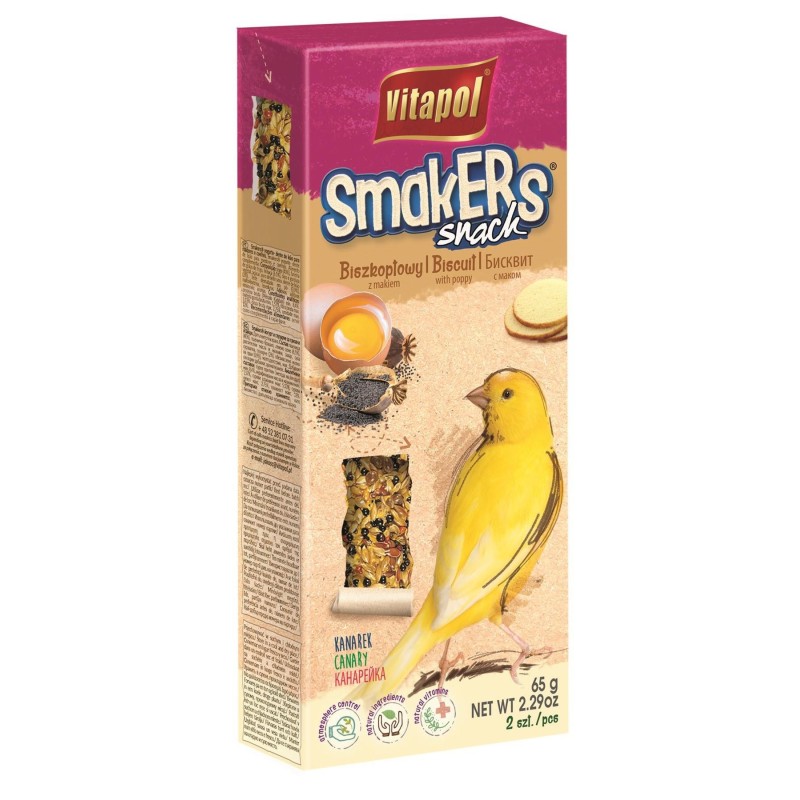 VITAPOL Smakers dla kanarka - biszkoptowy z makiem 2 szt.