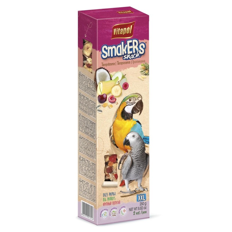 VITAPOL Smakers dla dużych papug - z owocami tropikalnymi 2 szt.