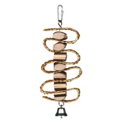 TRIXIE Drewienka do obgryzania ze słomą i dzwonkiem dla ptaków 21cm