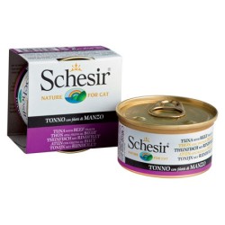 SCHESIR Cat Tuńczyk z polędwicą wołową w galaretce (puszka) 85g