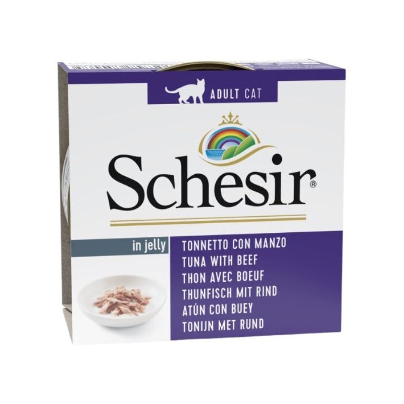 SCHESIR Cat Tuńczyk z polędwicą wołową w galaretce (puszka) 85g
