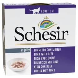 SCHESIR Cat Tuńczyk z polędwicą wołową w galaretce (puszka) 6x 85g