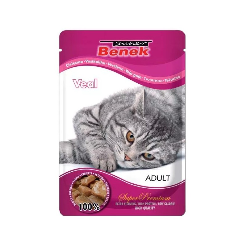 SUPER BENEK Cat Cielęcina w sosie - saszetka 24x 100g