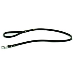 DINGO Smycz skórzana (pojedyncza nitowana) - Czarna 1,5cm / 155cm