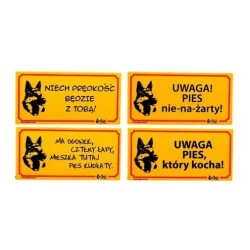 DINGO Tabliczki ostrzegawcze z PCV Ma ogonek, cztery łapy, mieszka tutaj pies kudłaty
