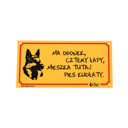 DINGO Tabliczki ostrzegawcze z PCV Ma ogonek, cztery łapy, mieszka tutaj pies kudłaty