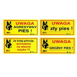 DINGO Tabliczki ostrzegawcze metalowe Uwaga agresywny pies