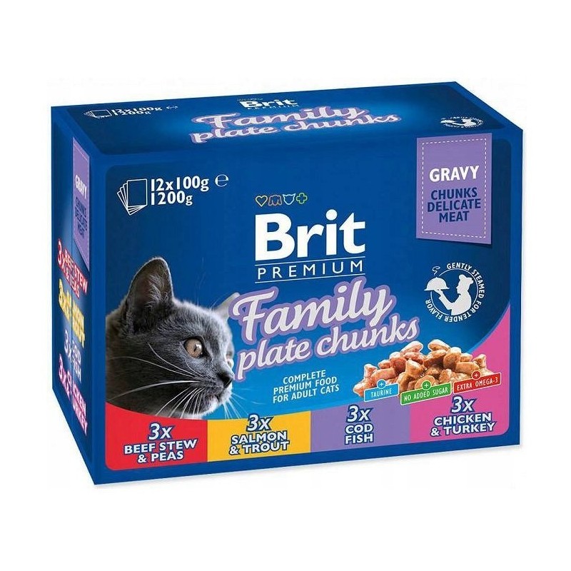 BRIT PREMIUM CAT Family Plate saszetki w sosie 12x 100g
