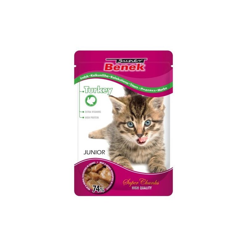SUPER BENEK Cat Junior Indyk w sosie - saszetka 24x 100g
