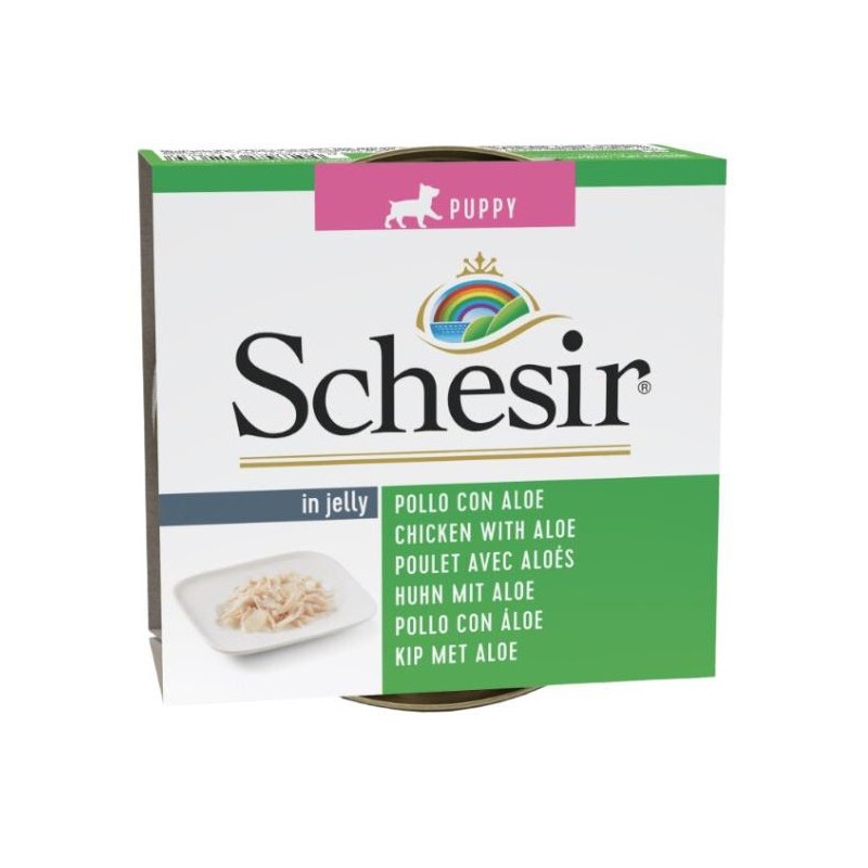 SCHESIR DOG Puppy Chicken with aloe in jelly (puszka) 12x 150g
