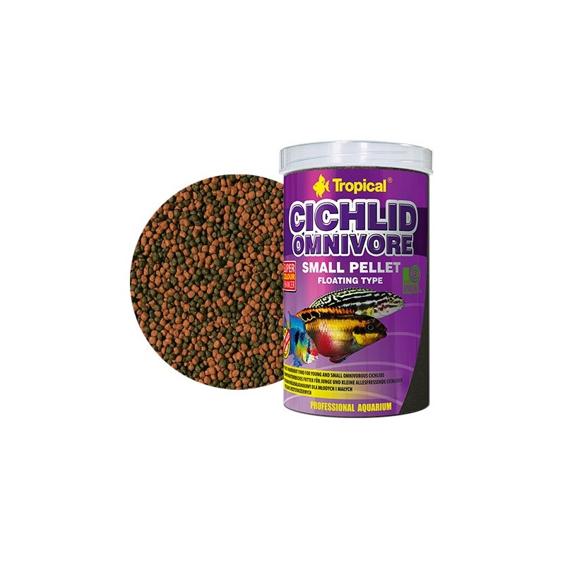 TROPICAL Cichlid Omnivore Small Pellet - pokarm dla młodych i mniejszych pielęgnic 1000ml / 360g
