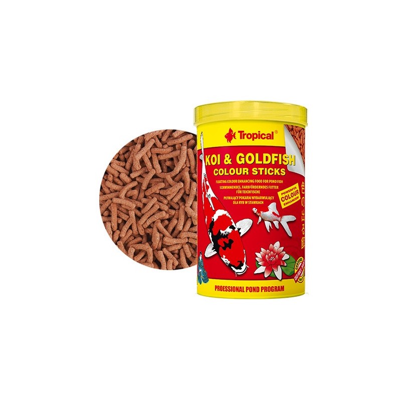 TROPICAL Koi Goldfish Colour Sticks -  pokarm wybarwiający dla koi i złotych rybek 5l / 440g