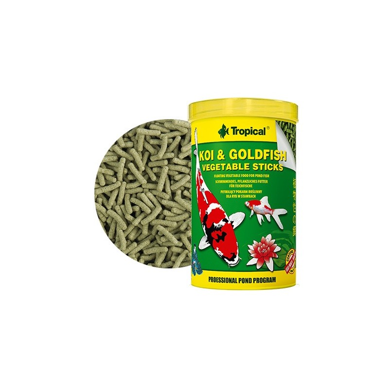 TROPICAL Koi Goldfish Vegetable Sticks - pływający pokarm roślinny dla ryb w stawkach 1000ml / 90g
