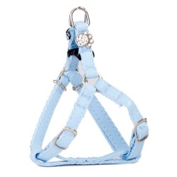 DINGO Szelki skórzane dla Yorka "New York" -  Błękitne