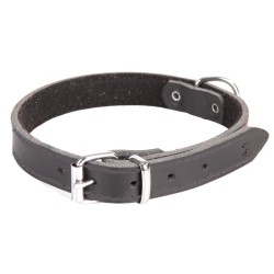 DINGO Obroża skórzana podszyta filcem - Czarna 4cm / 60cm