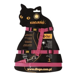 DINGO Szelki ze smyczą dla dużych kotów KOCURRO - różowy