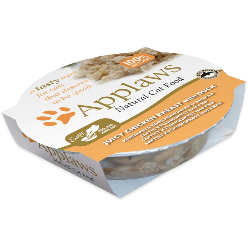 APPLAWS Danie dla kota w miseczce - Pierś kurczaka z kaczką 10x 60g