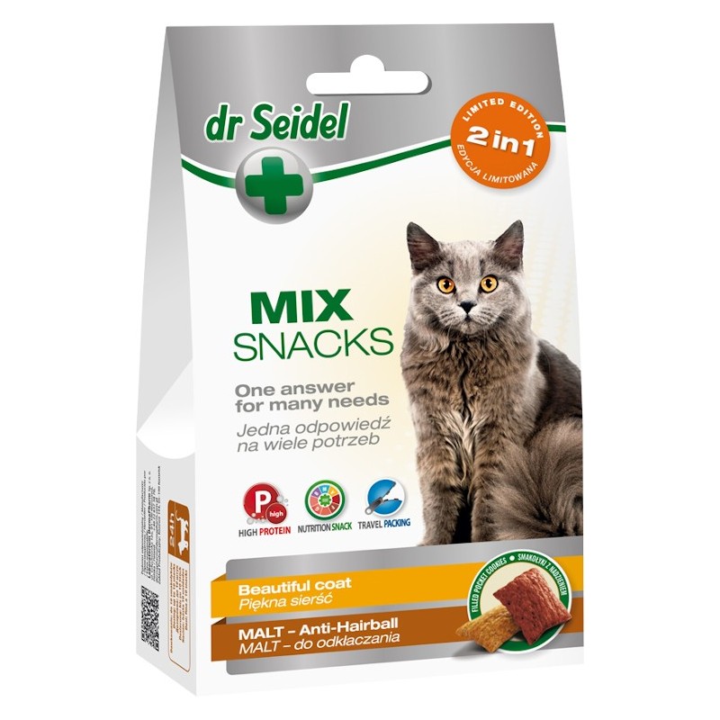 DR SEIDEL Smakołyki MIX 2w1 na piękną sierść & odkłaczanie dla kotów 60g