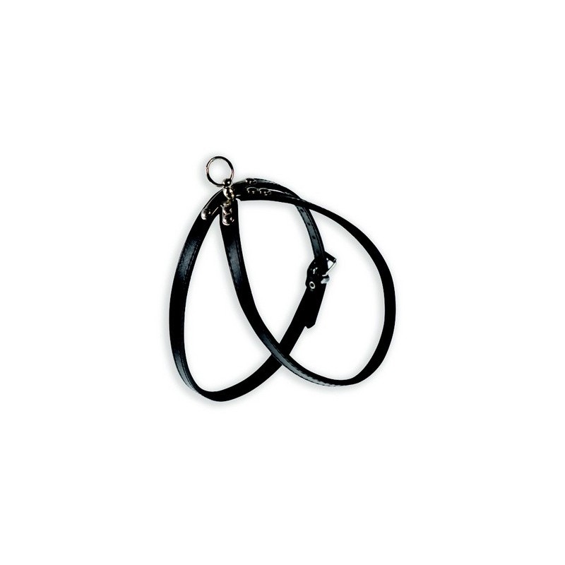 DINGO Szelki skórzane ósemki z metalowym okuciem roz.1 (36-47cm) Czarny