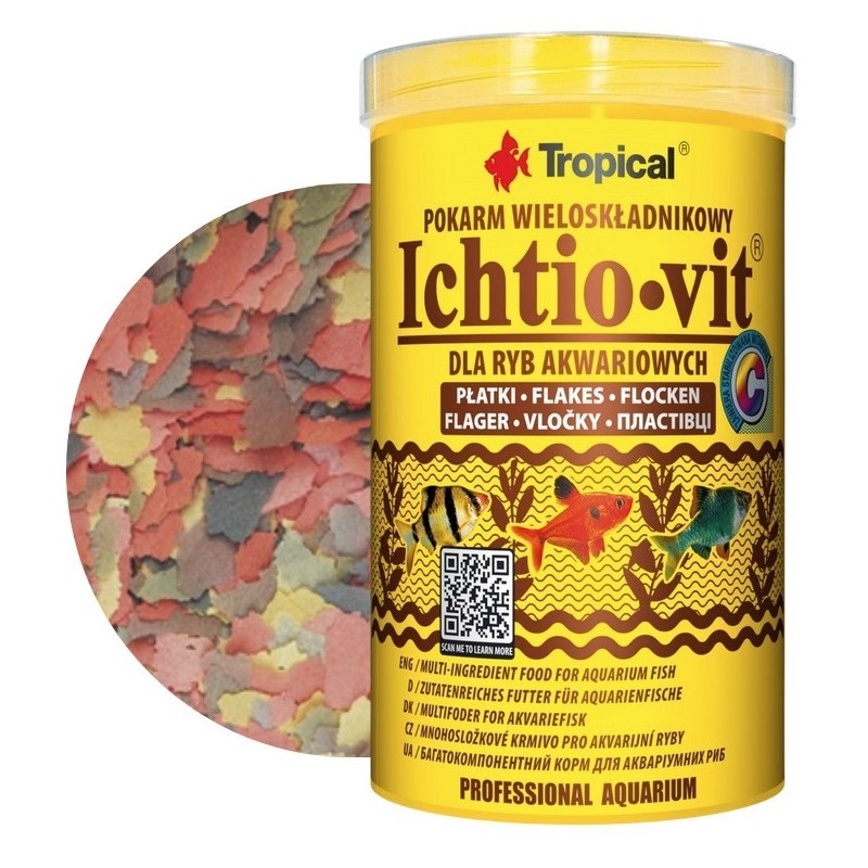 TROPICAL Ichtio-Vit - pokarm dla ryb akwariowych 21l / 4kg (wiaderko)