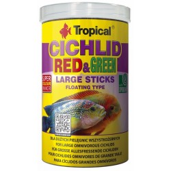 TROPICAL Cichlid Red & Green Large Sticks - pokarm dla dużych pielęgnic 250ml / 75g