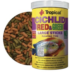 TROPICAL Cichlid Red & Green Large Sticks - pokarm dla dużych pielęgnic 250ml / 75g