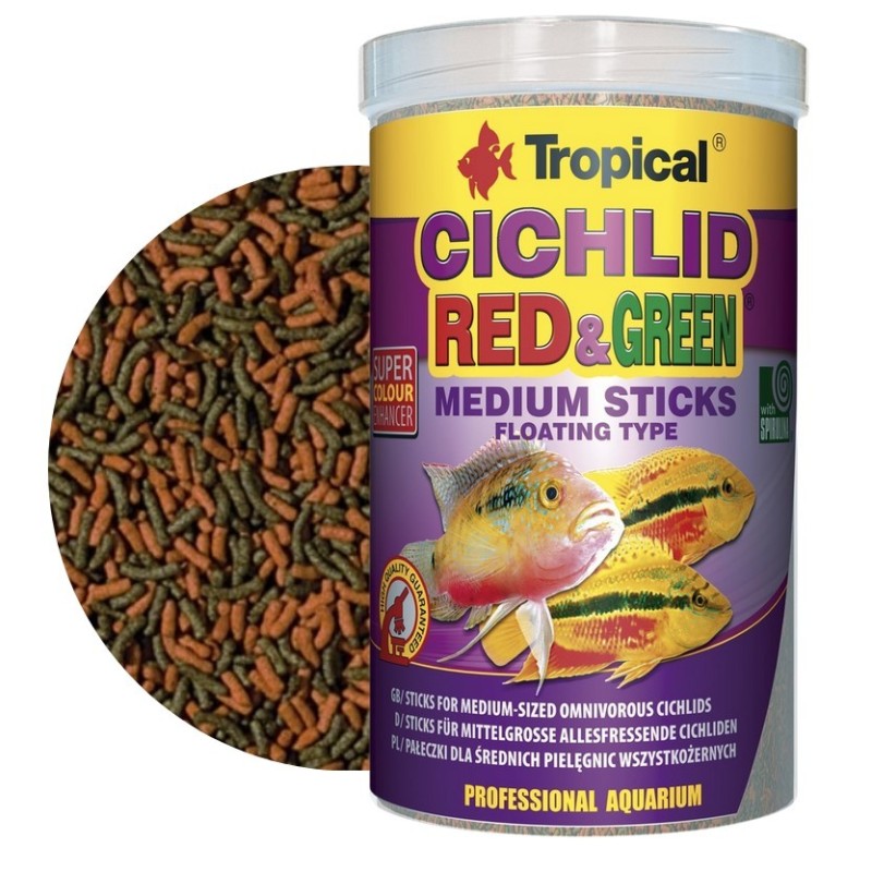 TROPICAL Cichlid Red & Green Medium Sticks - pokarm dla średnich pielęgnic 250ml / 90g