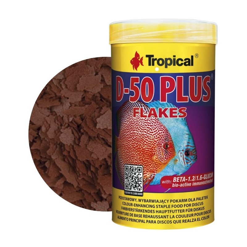 TROPICAL D-50 Plus - wybarwiający pokarm dla ryb ozdobnych 250ml / 50g (puszka)