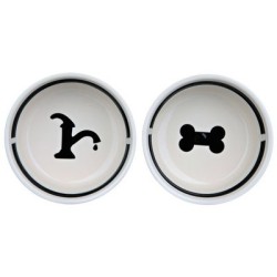 TRIXIE Miski ceramiczne na stojaku - biało/czarne 2x 0,25L