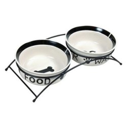 TRIXIE Miski ceramiczne na stojaku - biało/czarne 2x 1,6L