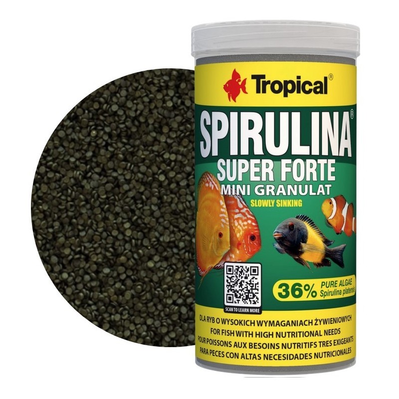 TROPICAL Super Spirulina Forte Mini Granulat - pokarm roślinny dla ryb 250ml / 140g