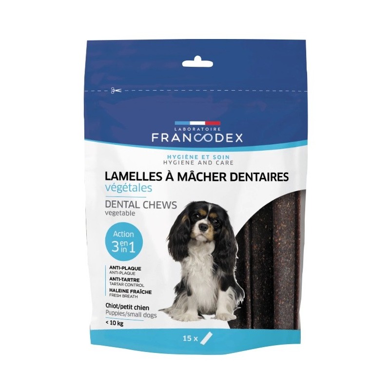 FRANCODEX Paski do gryzienia MAŁE usuwające kamień i brzydki zapach z pyska 224g/15 pasków