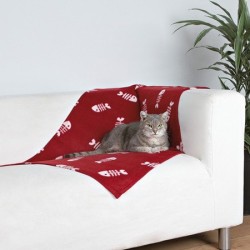 TRIXIE Polarowy kocyk dla kota - w białe ryby 100x70cm