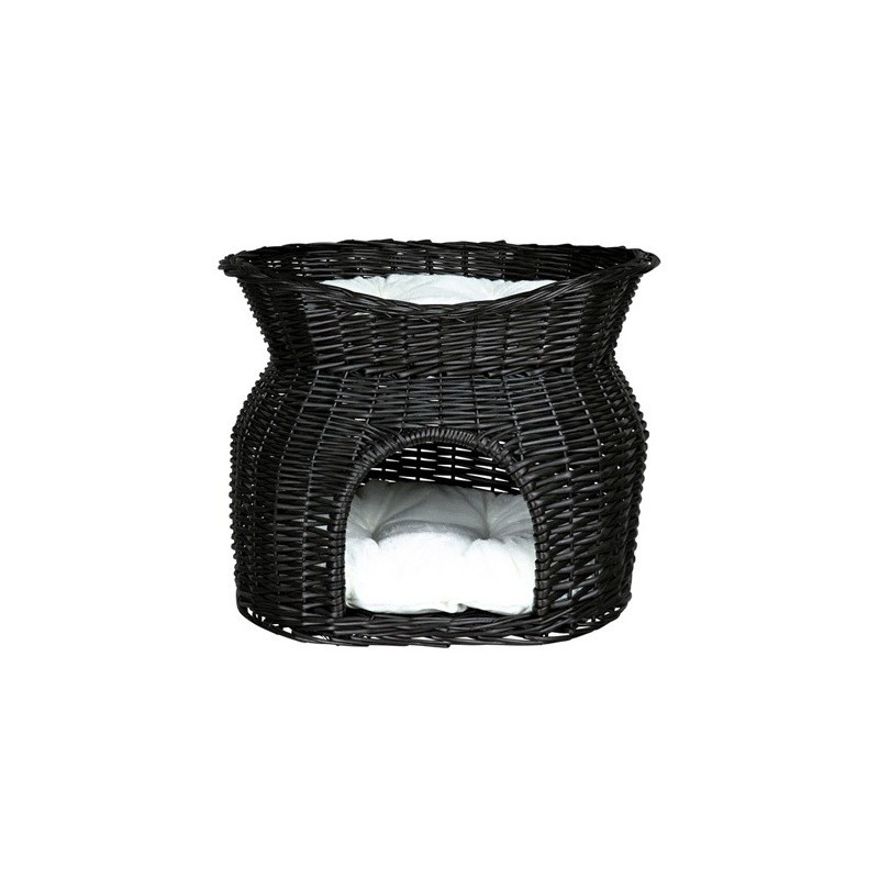 TRIXIE Legowisko - Kosz wiklinowy z dwoma miejscami do leżenia - Czarny