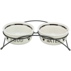 TRIXIE Miski ceramiczne na stojaku - biało/czarne 2x 1,6L