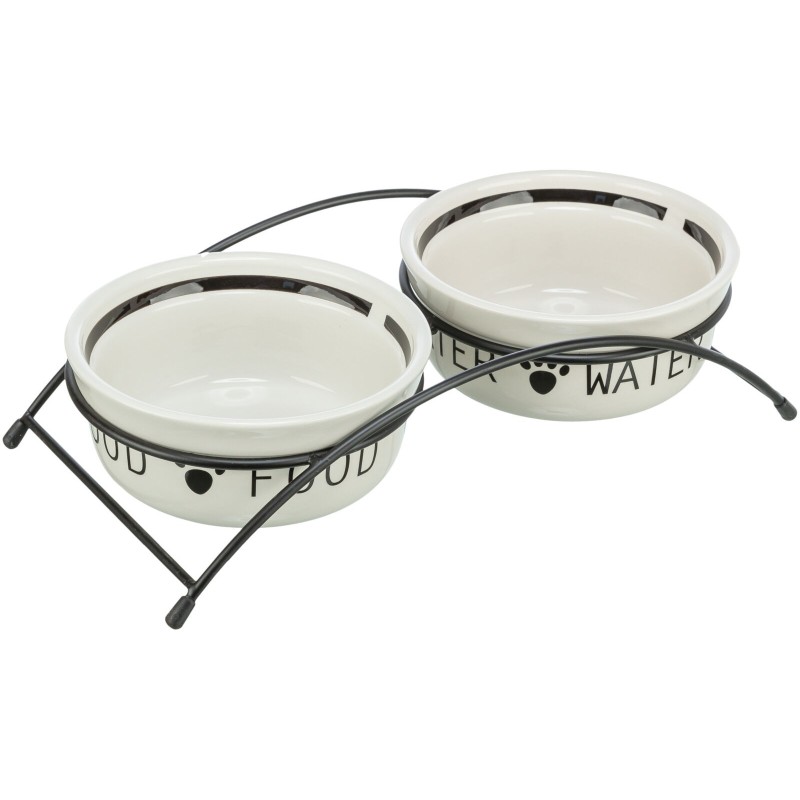 TRIXIE Miski ceramiczne na stojaku - biało/czarne 2x 1,6L