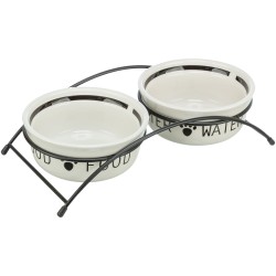 TRIXIE Miski ceramiczne na stojaku - biało/czarne 2x 2,6L