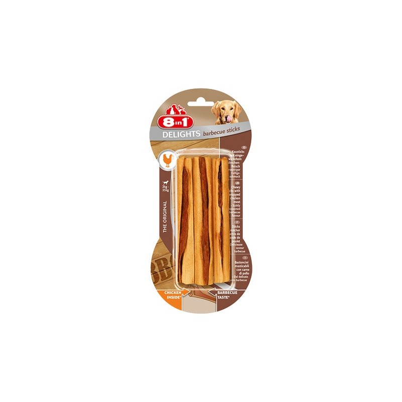 8in1 Delights Barbecue Sticks - Pałeczki do żucia z kurczakiem 3 szt.