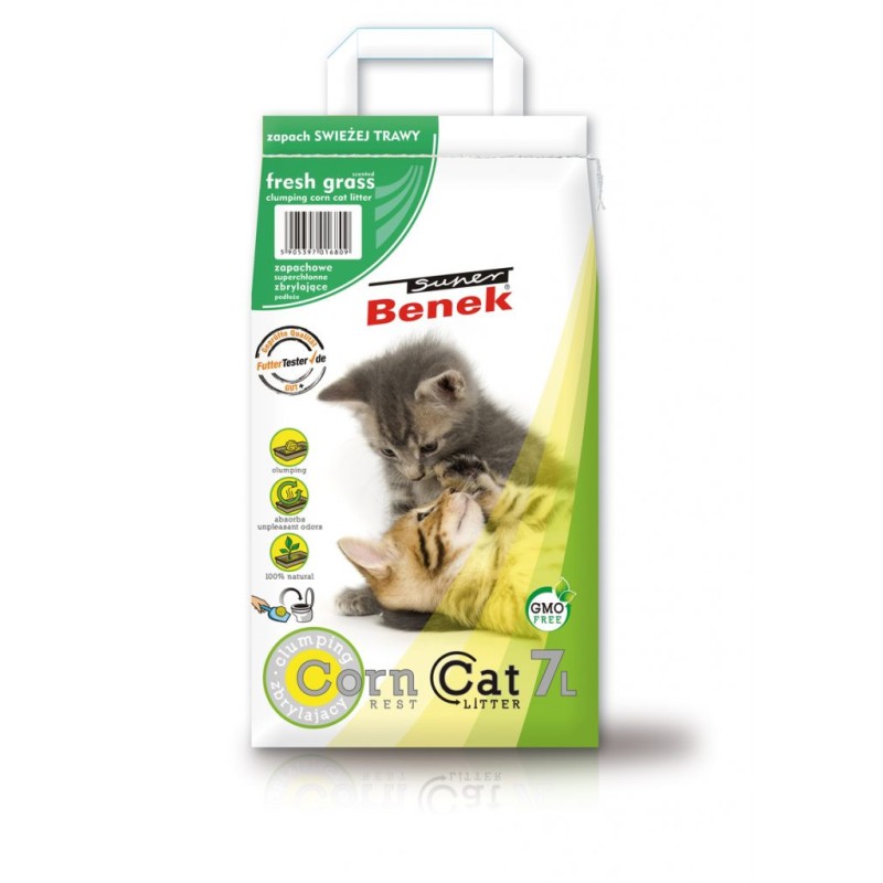 SUPER BENEK Corn Cat Zapachowy - Świeża Trawa 14L