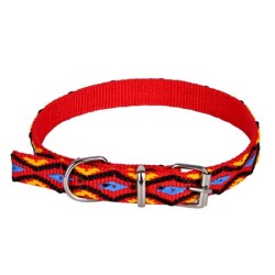 DINGO Obroża Winnetou z metalowym zapięciem - czerwona 25mm x 65cm