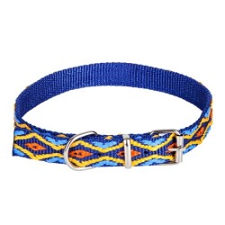 DINGO Obroża Winnetou z metalowym zapięciem - niebieska 20mm x 55cm