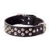 DINGO Obroża skórzana z kolcami - czarna 3cm x 55cm (44-49cm)