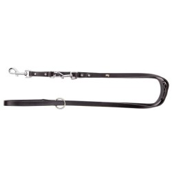 DINGO Smycz skórzana (przedłużana nitowana) - czarna 1cm x 110-200cm