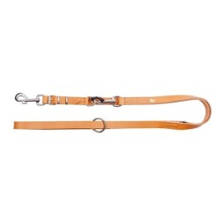 DINGO Smycz skórzana (przedłużana szyta) z wymiennym karabińczykiem - natura 2cm x 200cm